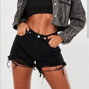 Missguided Black High Waist Jean Shorts